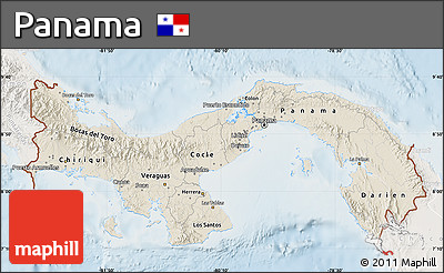 Shaded Relief Map of Panama, lighten