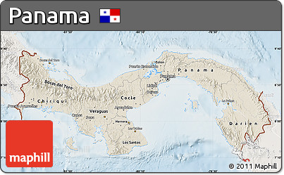 Shaded Relief Map of Panama, lighten