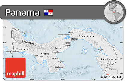 Silver Style Map of Panama, single color outside