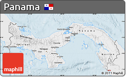 Silver Style Map of Panama, single color outside