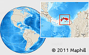 Shaded Relief Location Map of Panama, highlighted country