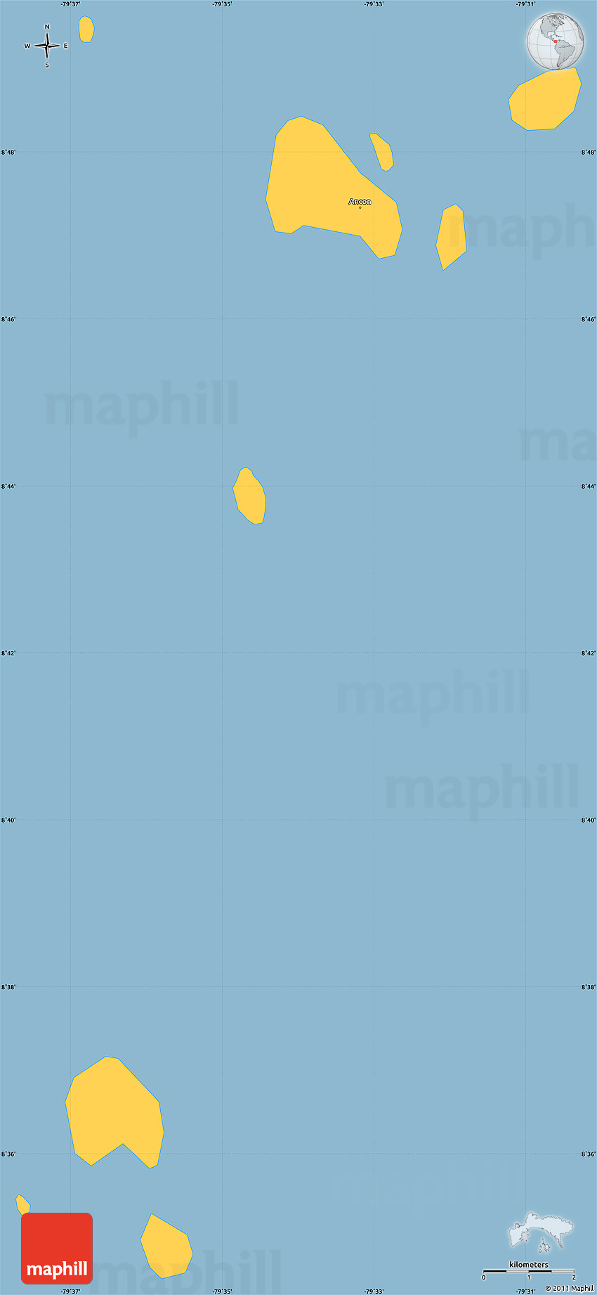 Savanna Style Simple Map of Taboga
