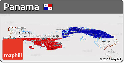 Flag Panoramic Map of Panama, flag aligned to the middle