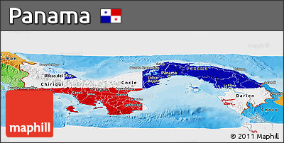 Flag Panoramic Map of Panama, political outside, flag rotated