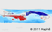 Flag Panoramic Map of Panama, single color outside, bathymetry sea, flag rotated