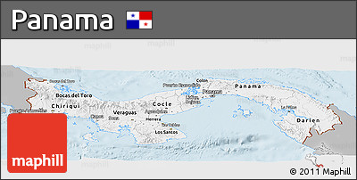 Gray Panoramic Map of Panama, single color outside