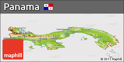 Physical Panoramic Map of Panama, cropped outside