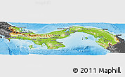 Physical Panoramic Map of Panama, darken, desaturated, land only