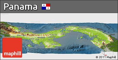 Physical Panoramic Map of Panama, darken