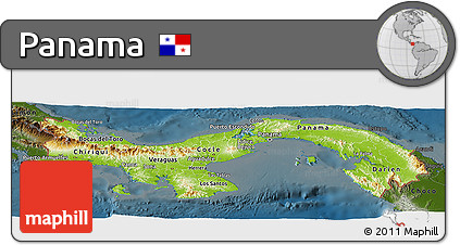 Physical Panoramic Map of Panama, darken