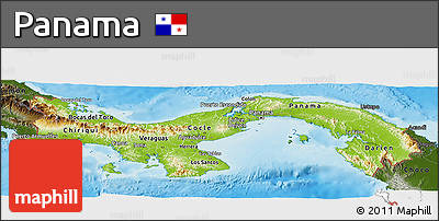 Physical Panoramic Map of Panama, darken, land only