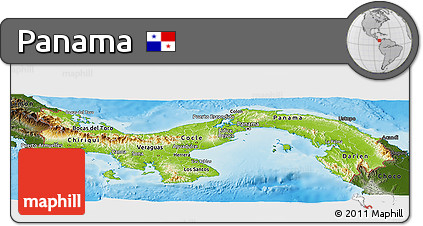 Physical Panoramic Map of Panama, darken, land only