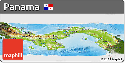 Physical Panoramic Map of Panama, darken, land only