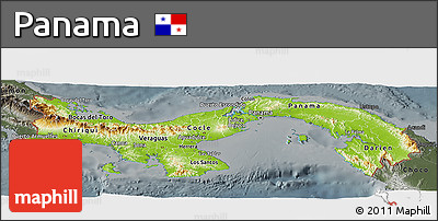 Physical Panoramic Map of Panama, darken, semi-desaturated
