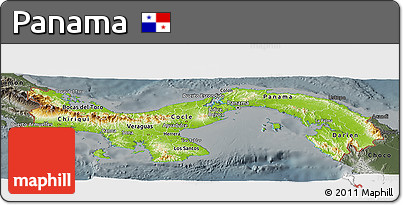 Physical Panoramic Map of Panama, darken, semi-desaturated