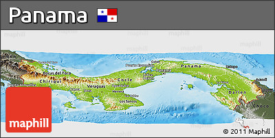 Physical Panoramic Map of Panama, darken, semi-desaturated, land only