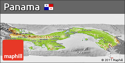 Physical Panoramic Map of Panama, desaturated