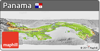 Physical Panoramic Map of Panama, desaturated