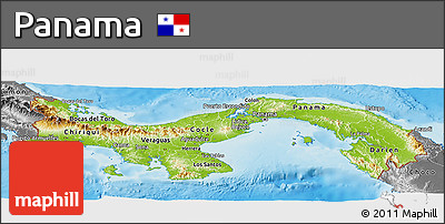 Physical Panoramic Map of Panama, desaturated, land only