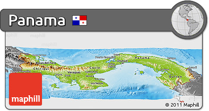 Physical Panoramic Map of Panama, desaturated, land only