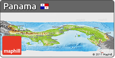 Physical Panoramic Map of Panama, desaturated, land only