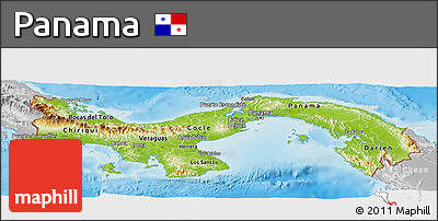 Physical Panoramic Map of Panama, lighten, desaturated, land only