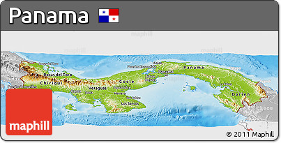 Physical Panoramic Map of Panama, lighten, desaturated, land only