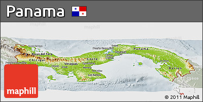 Physical Panoramic Map of Panama, lighten, semi-desaturated