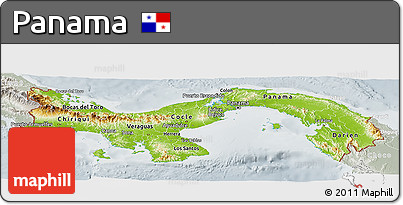 Physical Panoramic Map of Panama, lighten, semi-desaturated