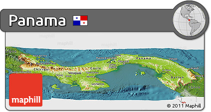 Physical Panoramic Map of Panama, satellite outside