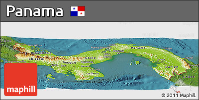 Physical Panoramic Map of Panama, satellite outside