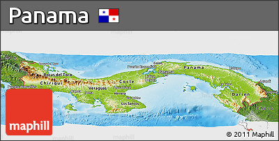 Physical Panoramic Map of Panama, satellite outside, shaded relief sea