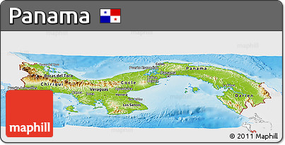 Physical Panoramic Map of Panama, single color outside