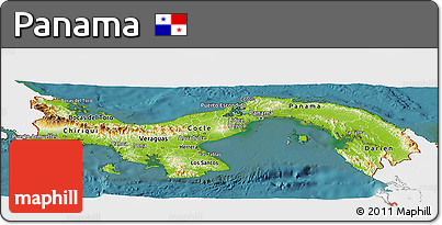 Physical Panoramic Map of Panama, single color outside, satellite sea