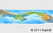 Political Panoramic Map of Panama, semi-desaturated, land only
