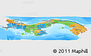 Political Panoramic Map of Panama, single color outside, bathymetry sea