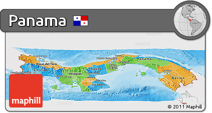 Political Panoramic Map of Panama, single color outside