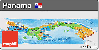 Political Panoramic Map of Panama, single color outside