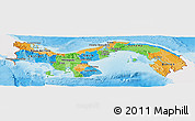 Political Panoramic Map of Panama, single color outside, shaded relief sea