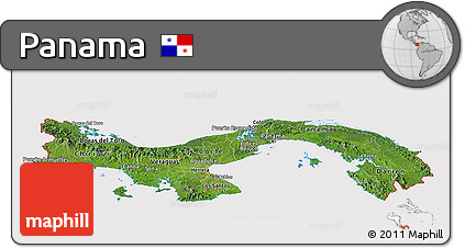 Satellite Panoramic Map of Panama, cropped outside