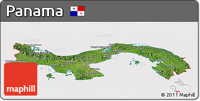 Satellite Panoramic Map of Panama, cropped outside