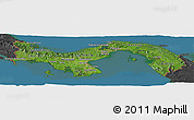 Satellite Panoramic Map of Panama, darken, desaturated, land only