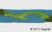 Satellite Panoramic Map of Panama, darken, land only
