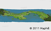 Satellite Panoramic Map of Panama, darken, land only