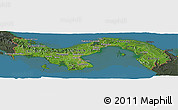 Satellite Panoramic Map of Panama, darken, semi-desaturated, land only