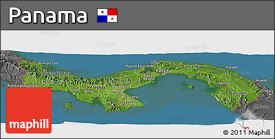 Satellite Panoramic Map of Panama, desaturated, land only