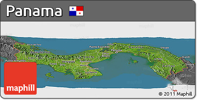 Satellite Panoramic Map of Panama, desaturated, land only