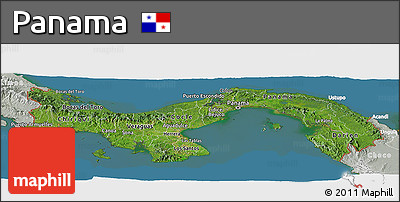Satellite Panoramic Map of Panama, lighten, semi-desaturated, land only