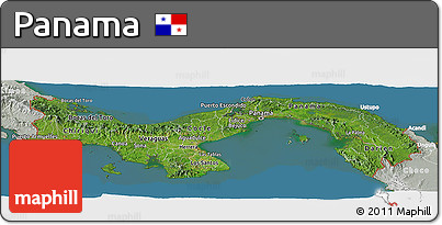 Satellite Panoramic Map of Panama, lighten, semi-desaturated, land only