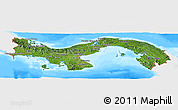 Satellite Panoramic Map of Panama, single color outside, bathymetry sea